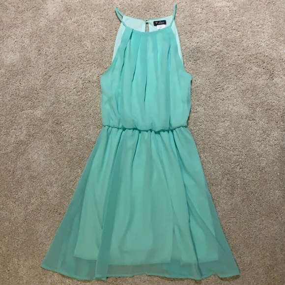 Blue Cinch Waist Open Back Dress - Picture 1 of 5